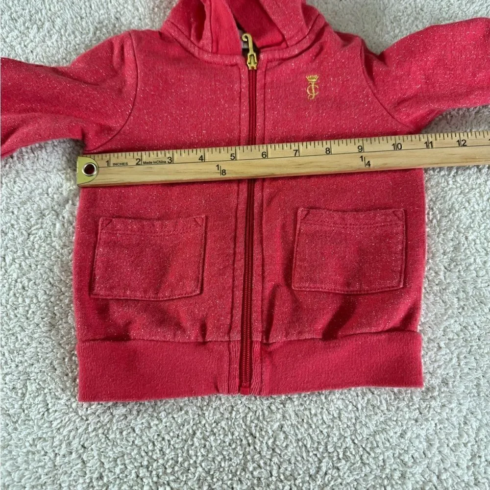 Juicy couture‎ Sweatshirt girls toddler Sz 6-12 month hoodie zip up Embroidered